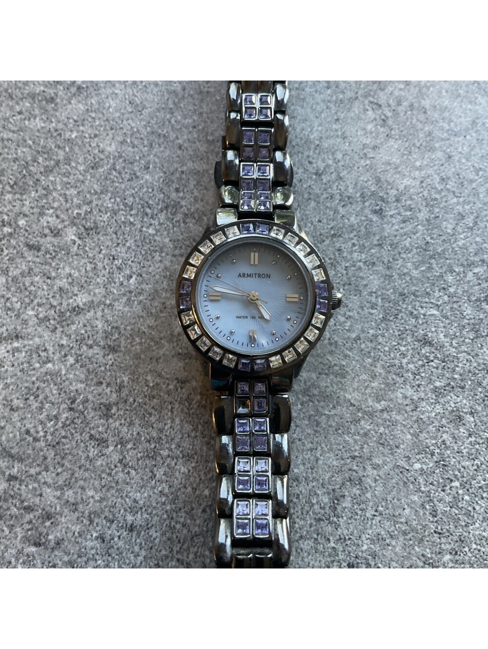 Armitron Womens Watch 27mm Black Case/Band Purple Crystal Accent Case/Band D2